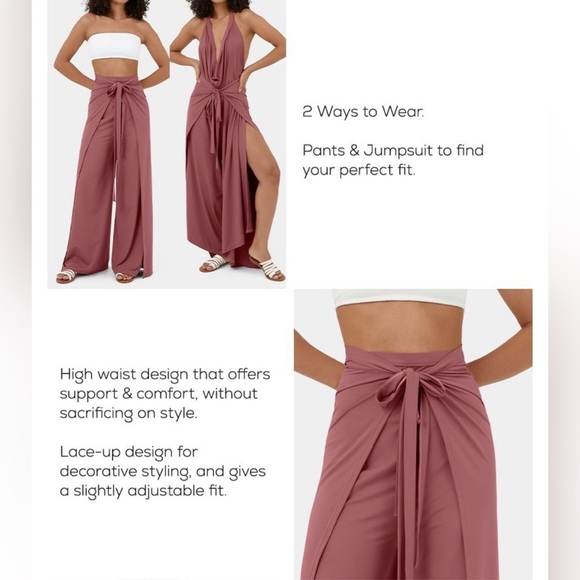 Halara High Waisted Lace Up Split Hem Palazzo Wide Leg Flowy Casual Pants - Picture 5 of 12